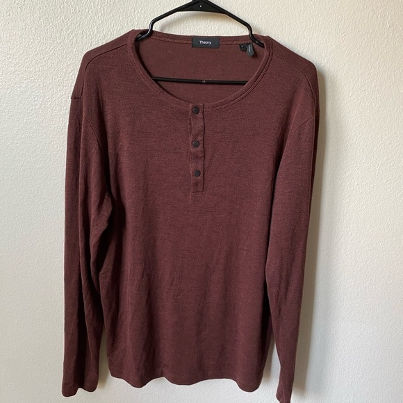 Theory Snap Henley Long Sleeve Shirt - Picture 1 of 8